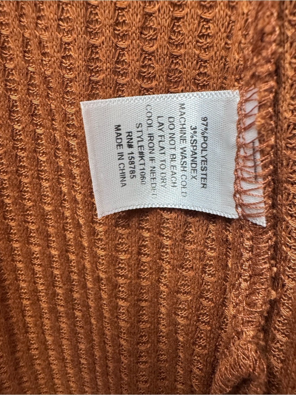Long Open-Front Waffle Knit Cardigan Sweater - Rust size Small - Picture 4 of 7
